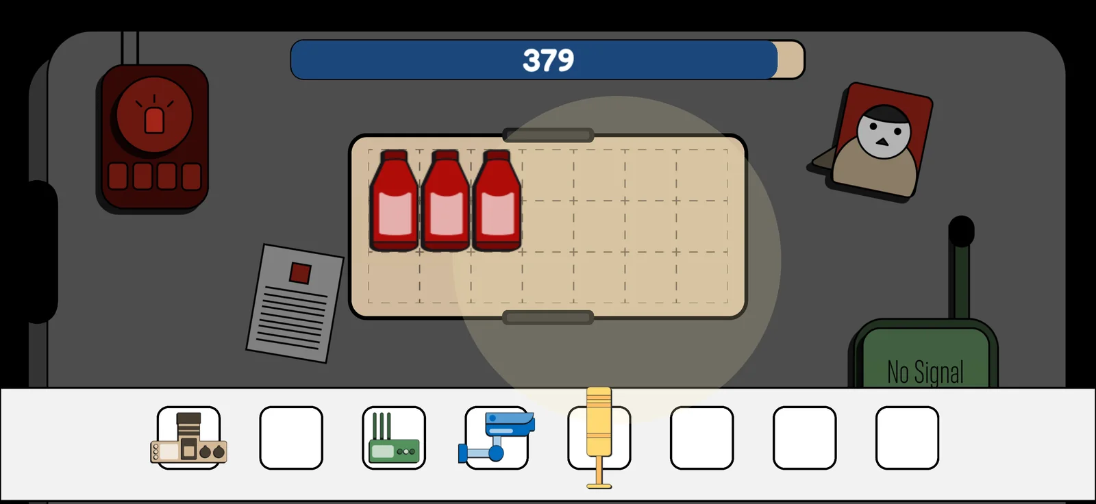 Level one with three bottles packed