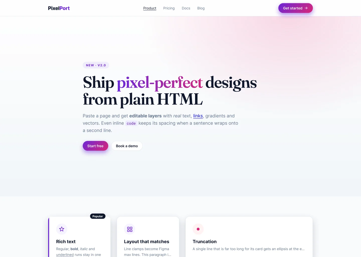 The same page imported into Figma as editable layers