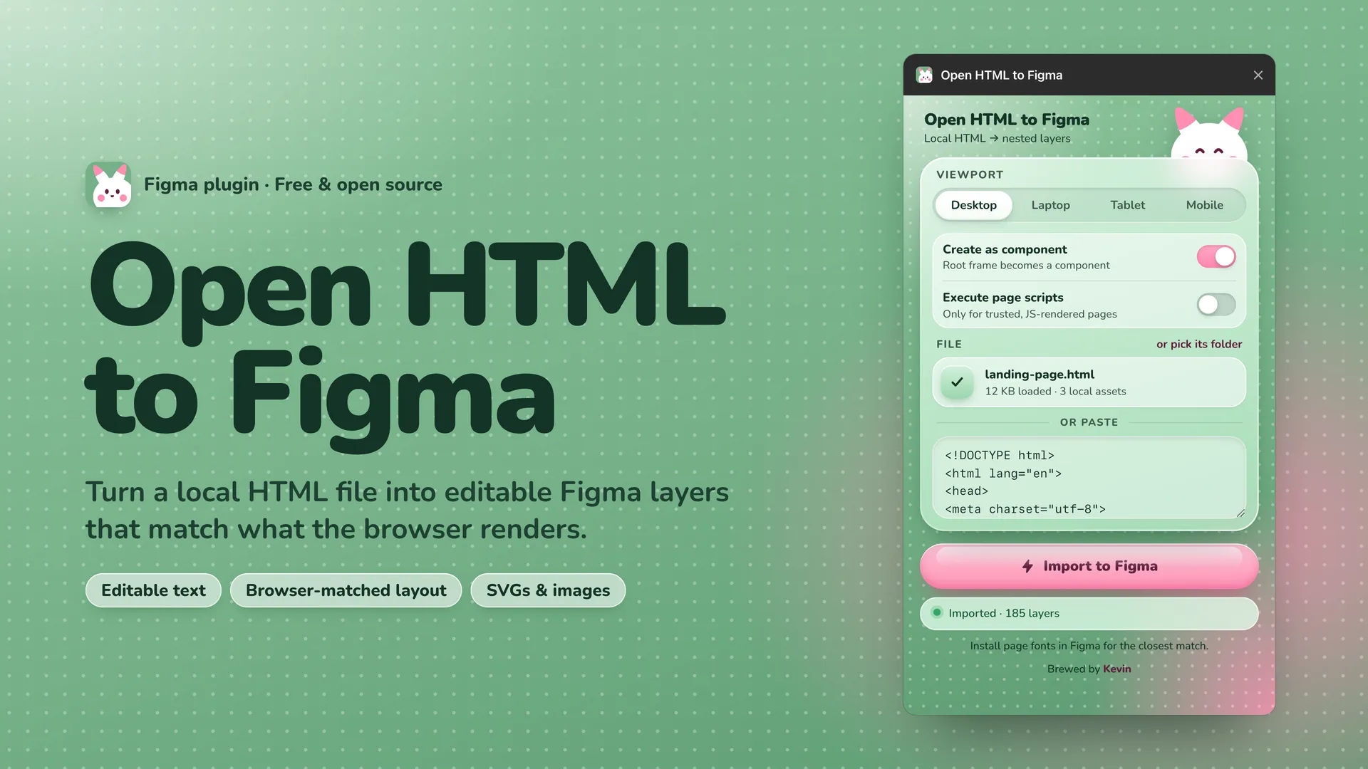 Open HTML to Figma plugin poster